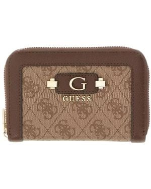 Guess Lindsey Slg Medium Zip Around - Braun