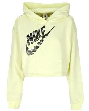 Nike Fitness ,Groen ,Katoen Sportkleding Fleece Cropped Hoodie - Geel