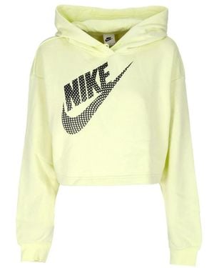 Nike Fitness ,Groen ,Katoen Sportkleding Fleece Cropped Hoodie - Geel