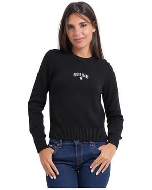 Guess Truien & Vesten ,Zwart ,Katoen Trui Met Ronde Hals