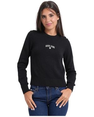Guess Truien & Vesten ,Zwart ,Katoen Trui Met Ronde Hals