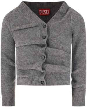 DIESEL Truien & Vesten ,Grijs ,Wol M-Ava Cropped Cardigan