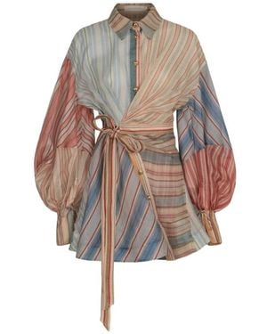 Zimmermann Kleedjes ,Veelkleurig ,Katoen Rebellion Striped Short Dress - Bruin