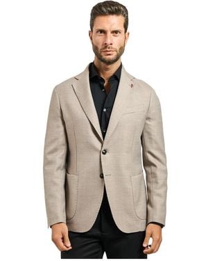 MULISH Ikonierte Einreiher-Jacke Mit Anstecker - Natur