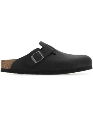 Birkenstock Schoenen ,Zwart ,Suède Boston Oiled Leather Narrow Fit