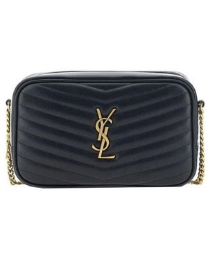 Saint Laurent Gepolsterte Lou Leder Schultertasche - Blau