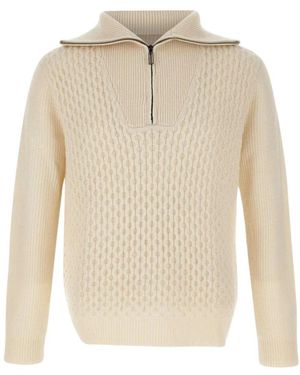 Paolo Pecora Mock-Neck Full-Zip Sweater - Natur