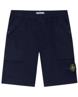 Stone Island Stretch Baumwolle Tela Fallschirm Bermuda - Blau