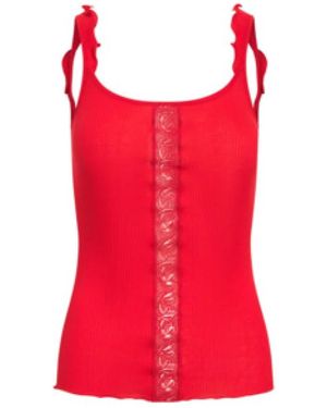 Tooche Rotes Rüschen-Top Für Damen