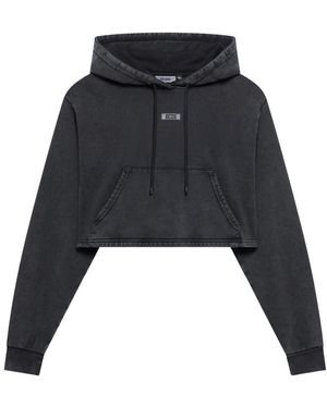 Gcds Hoodies & Sweatvesten ,Grijs ,Katoen Stone Washed Crop Hoodie - Zwart