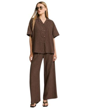 Please Overhemden ,Bruin ,Polyester Camicie Viscosa