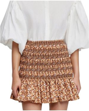 Acler Rokken ,Bruin ,Nylon Gestreepte Mini Rok Kyle - Wit