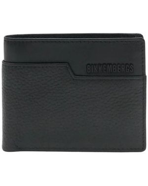 Bikkembergs Accessoires ,Zwart ,Leer Leren Portemonnees Met Meerdere Vakken