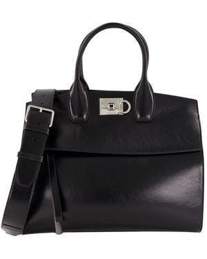 Ferragamo Elegante Zwarte Leren Handtas