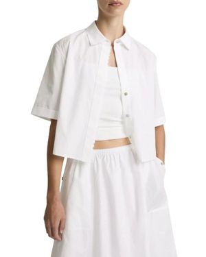 Vince Overhemden ,Wit ,Katoen Scallop-Detail Katoenen Shirt Met Knoopsluiting