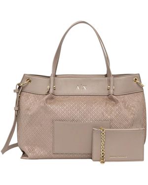 ARMANI EXCHANGE Fabric Shopper Mit Allover-Logo - Natur