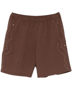 VENUJA Korte Broeken ,Bruin ,Knie-Lengte Shorts Met Versiering