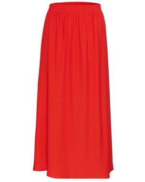 Cream Maxi Skirts - Red