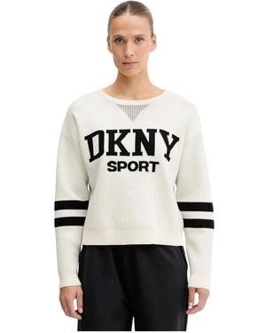 DKNY Stripes Logo Gebreide Top - Wit