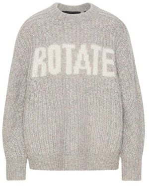 ROTATE BIRGER CHRISTENSEN Grauer Gestrickter Logo-Pullover