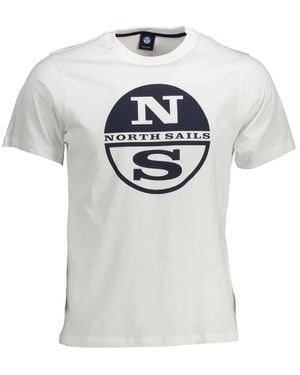 North Sails Weißes T-Shirt Mit Kurzen Ärmeln Und Print - Grau