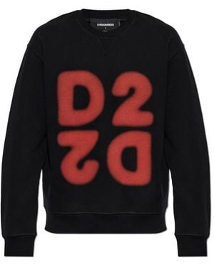 DSquared² Hoodies & Sweatvesten ,Zwart ,Katoen Logo-Print Sweatshirt