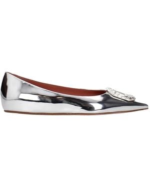 AMINA MUADDI Graue Leder Ballett Flats Mit Strass - Braun