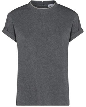Brunello Cucinelli Donkergrijze Katoenen T-Shirt En Polo - Grijs
