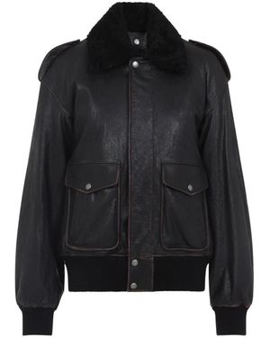 Saint Laurent Leather Jackets - Negro