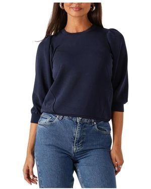 SELECTED Hoodies & Sweatvesten ,Blauw ,Polyester Slftenny 3/4 Sweat Top