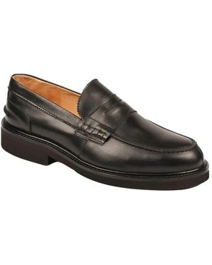 Exton Schwarze leder mokassins schuhe