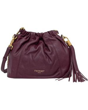 Twinset Tassen ,Rood ,Leer Bucket Bag - Paars