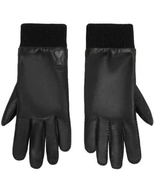 Ami Paris Schwarze Lässige Schaffellhandschuhe