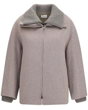 P.A.R.O.S.H. Doppelmantel Aus Wolle Und Steppjacke - Grau