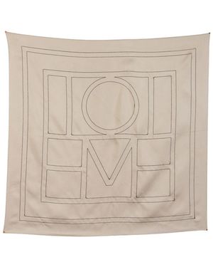 TOTEME Geborduurd Monogram Sjaal - Naturel