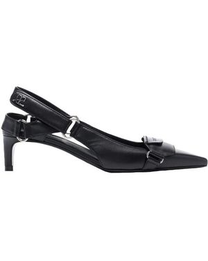 Courreges Schoenen ,Zwart ,Leer Metallic Logo Leren Pumps - Blauw