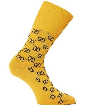 Gucci Ondergoed ,Geel ,Katoen Monogram Logo Sokken