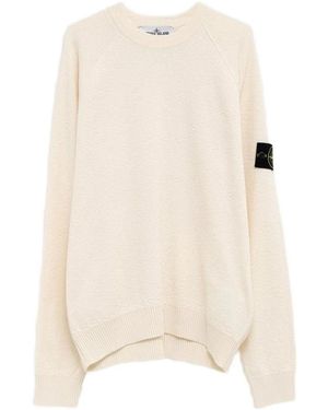 Stone Island Trui Met Ronde Hals Van Katoen - Naturel