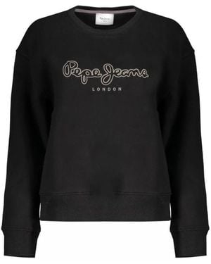 Pepe Jeans Hoodies & Sweatvesten ,Zwart ,Katoen Zwarte Katoenen Sweatshirt Met Logoprint