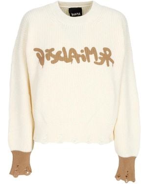 DISCLAIMER Logo rundhalsausschnitt pullover schweres garn - Weiß