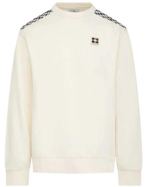 Aquascutum Hoodies & Sweatvesten ,Wit ,Katoen Small Logo Crewneck