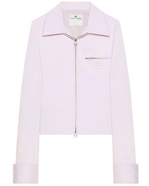 Courreges Rosa reißverschlussjacke mit taschen - Weiß