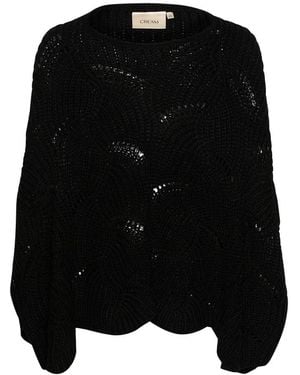 Cream Round-Neck Knitwear - Negro