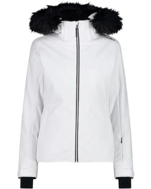 CMP Fitness ,Wit ,Nepbont Witte Winterjas Met Nepbont - Zwart