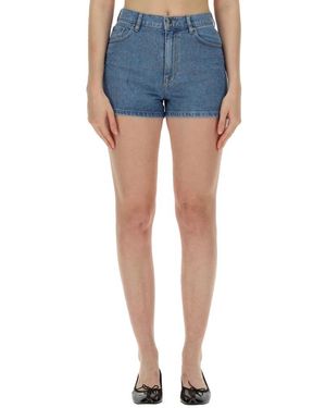 ROTATE BIRGER CHRISTENSEN Denim Shorts With Rhinestone - Blue