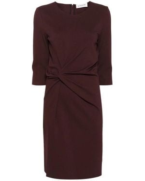 Lanvin Asymmetric Twist-Detail Midi Dress - Purple