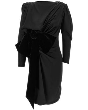 Balmain Zijden Midi-Jurk - Zwart