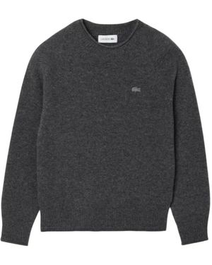 Lacoste Truien & Vesten ,Grijs ,Wol 3D Gebreide Trui Van Gekaarde Wol