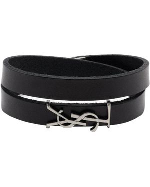 Saint Laurent Accessoires ,Zwart ,Leer Opyum Dubbelomslag Armband
