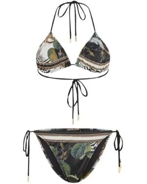 Roberto Cavalli Badmode ,Veelkleurig ,Polyester Jewellery Foulard Print Bikini - Wit